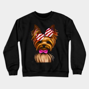 Whisker Wonderland Unique Tee Showcasing the Charm of Yorkies Crewneck Sweatshirt